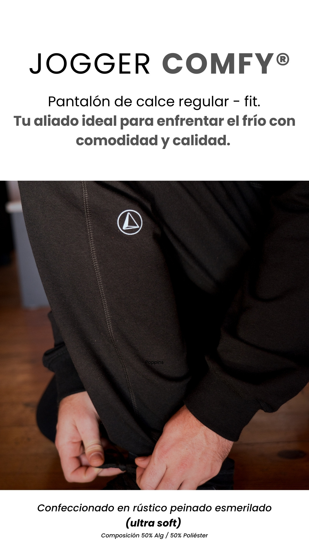 JOGGER Comfy® Pantalón de calce regular - fit.  Tu aliado ideal para enfrentar el frío con comodidad y calidad. Confeccionado en rústico peinado esmerilado (ultra soft)  Composición 50% Algodón / 50% Poliéster  
